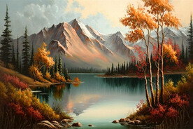 油画 湖光山色