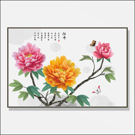 牡丹花鸟画