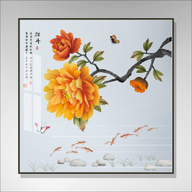 牡丹花鸟国画