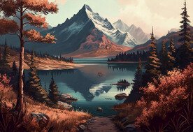 油画 湖光山色
