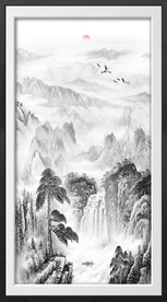 竖幅水墨画