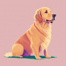 蹲坐金毛犬