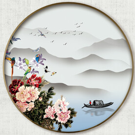 圆形中式山水画