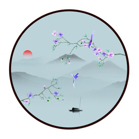 圆形中式山水画
