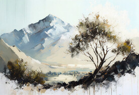 当代油画 山景