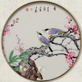 圆形花鸟画