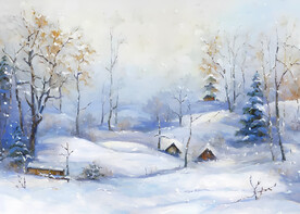 油画 冬雪