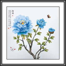 牡丹花鸟国画