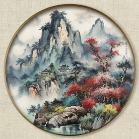 圆形山水画