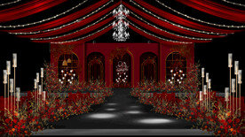 红色简约欧式婚礼效果图