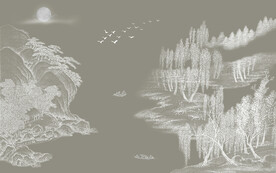 禅意山水树林背景墙