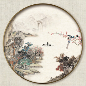圆形中式山水画