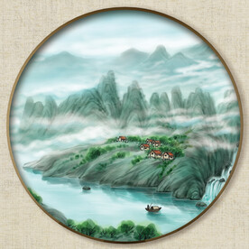 圆形中式山水画