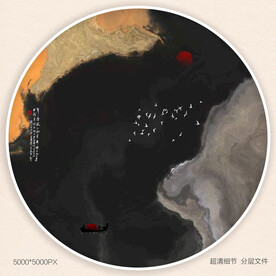 茶室水墨画