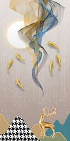 抽象线条麋鹿玄关背景图片