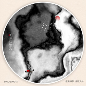 茶室水墨画