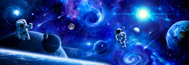 蓝色太空黑洞宇航员银河星球背景