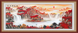 聚宝盆山水画鸿运当头国画