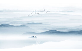 中式意境水墨山水画背景墙