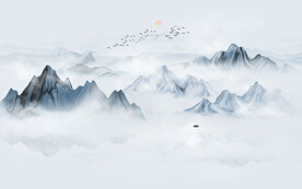 水墨山水画墙壁