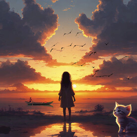 夕阳下的猫咪