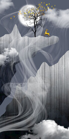 新中式轻奢森林麋鹿山水玄关