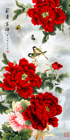 花开富贵吉祥牡丹玄关装饰画