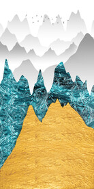 新中式金色山水风景玄关