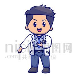 可爱卡通医生医疗医院素材