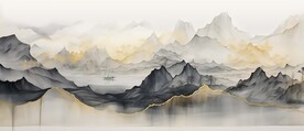 高档大气新中式山水画