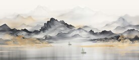 中国传统国画山水装饰画