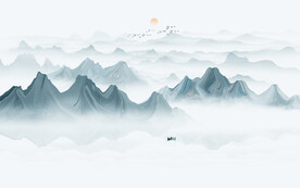 公司前台山水画背景墙