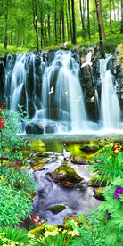 流水生财自然景物瀑布玄关