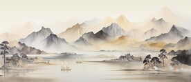 新中式国画山水装饰画