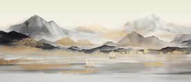 山水画背有靠山装饰画