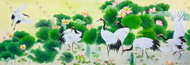 仙鹤 荷花