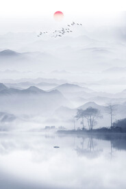 竖幅水墨画