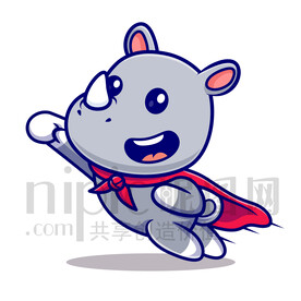 可爱卡通超人小犀牛