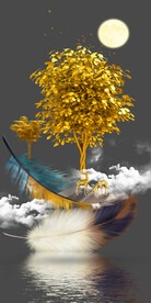 现代抽象意境麋鹿挂画