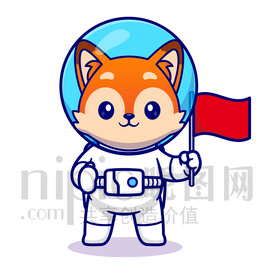 可爱卡通宇航员狐狸