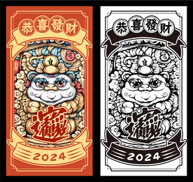 国潮风狮子 