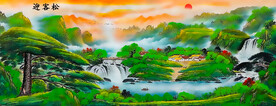 迎客松办公室挂画