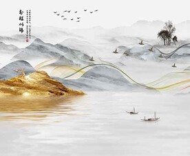中式意境山水背景装饰画