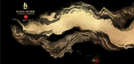 抽象金色水墨山水风景背景墙