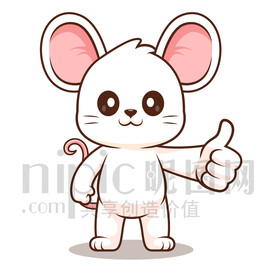 可爱卡通点赞的小老鼠