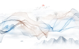 抽象意境山水画背景墙