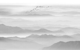 公司前台山水画背景墙