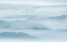 新中式餐厅水墨画墙画