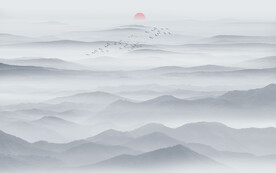 现代意境新中式山水背景壁画