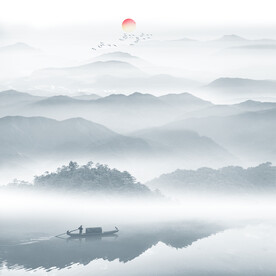 禅意水墨画背景墙